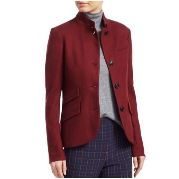 Rag And Bone Slade Wool Blazer In Black Cherry Size 0 - Picture 1 of 8
